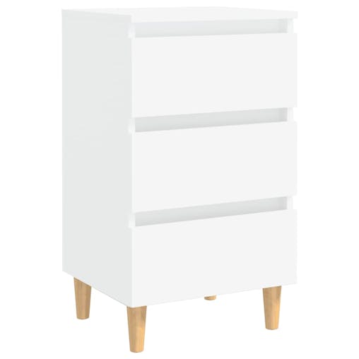NNEVL Bed Cabinets with Solid Wood Legs 2 pcs White 40x35x69 cm