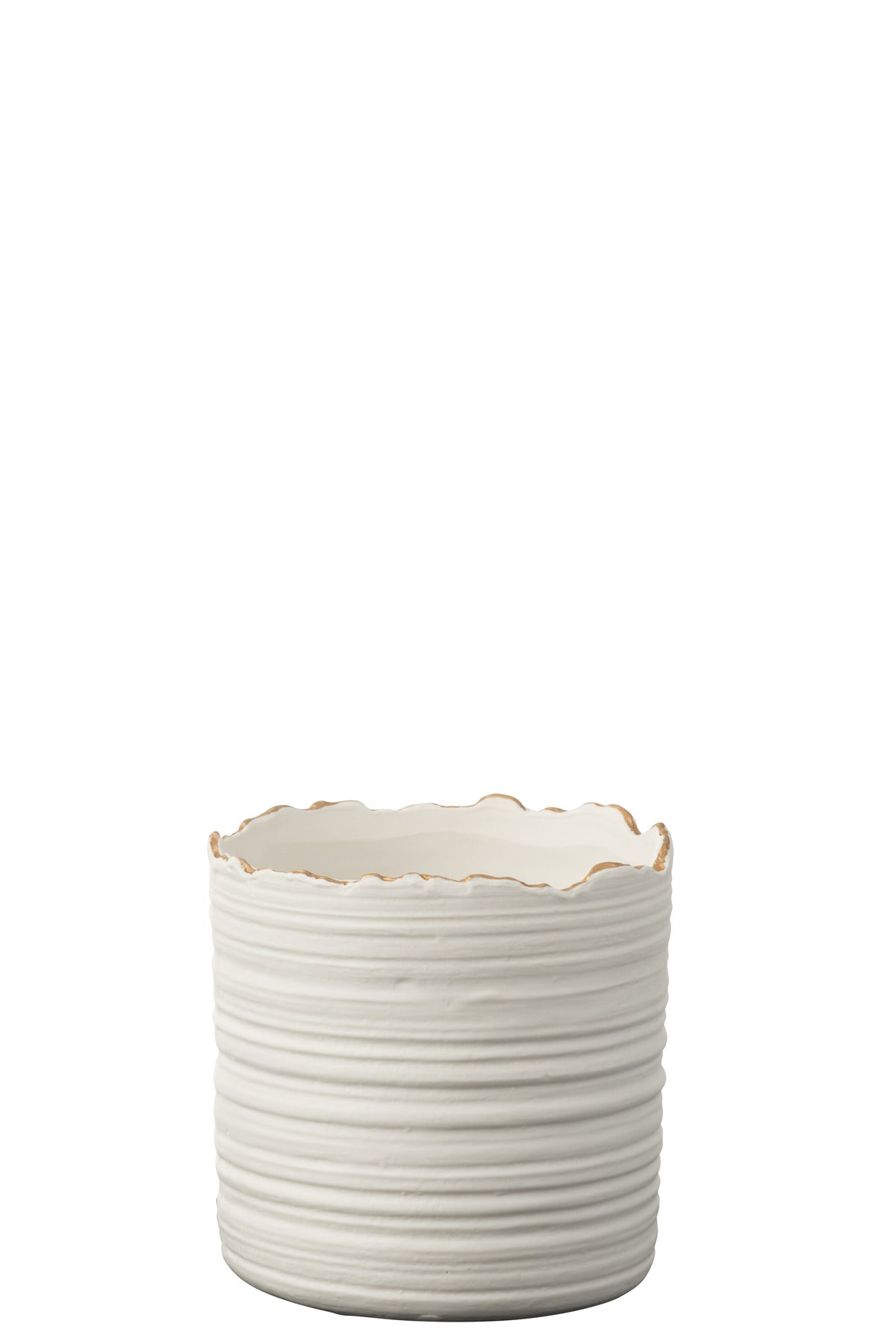 J-Line bloempot Hoog - porselein - wit/goud - small - Ø 13 cm