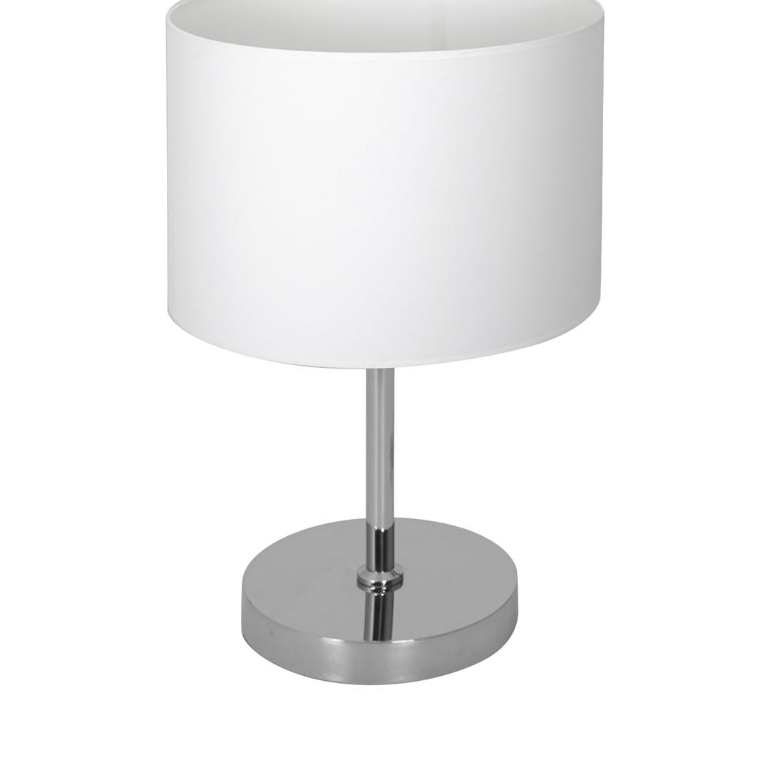 Lampa stołowachromowana biała CASINO 1xE27x60W wys:40cm Milagro