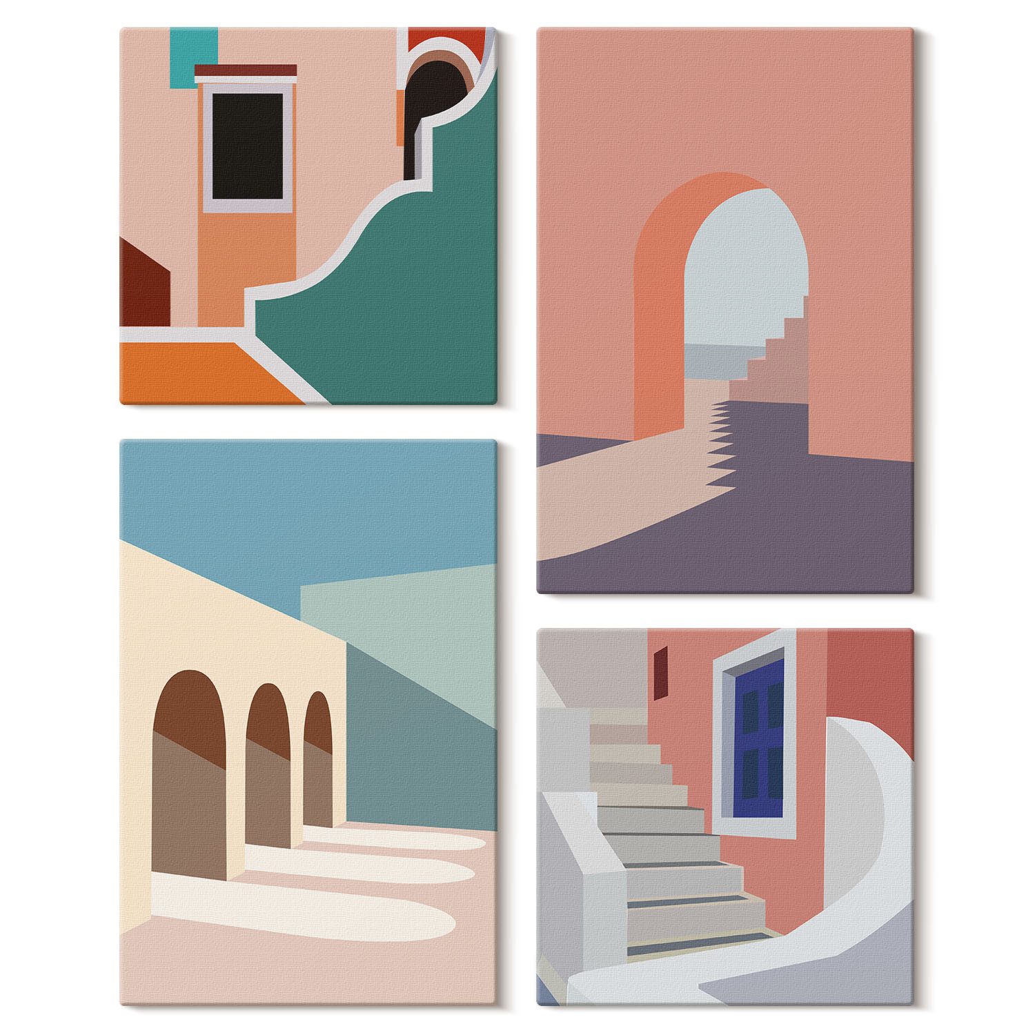 Obraz canvas 4 częściowy Grafiki architektura |40x40, 40x60| Wallfluent