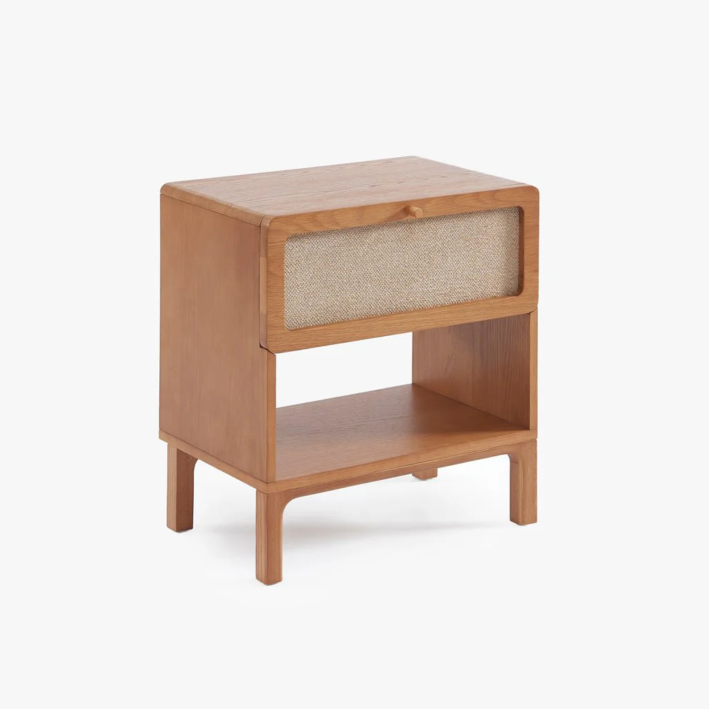 Mesa de Cabeceira de Duas Gavetas com Linho BIZERTA