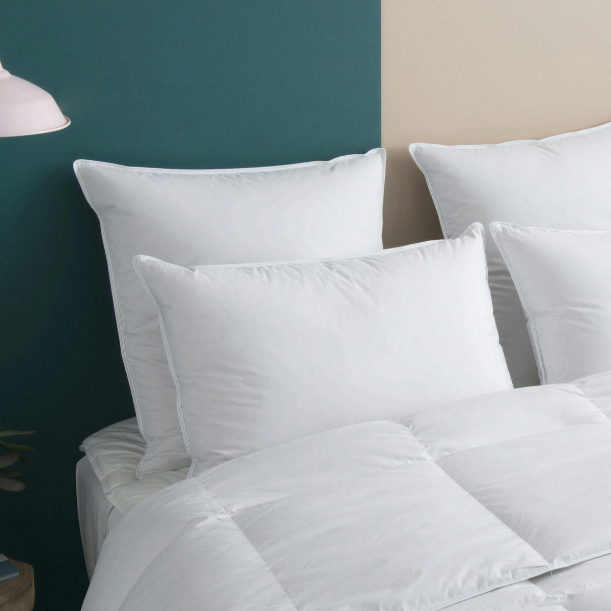 ERNEST - Oreiller MOELLEUX 70% Duvet - Coton  50x75 cm - Wake Me Green