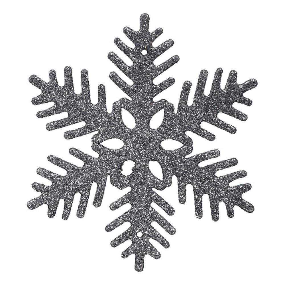 JULETREPYNT SNØFLAK 10CM GRÅ GLITTER 6STK