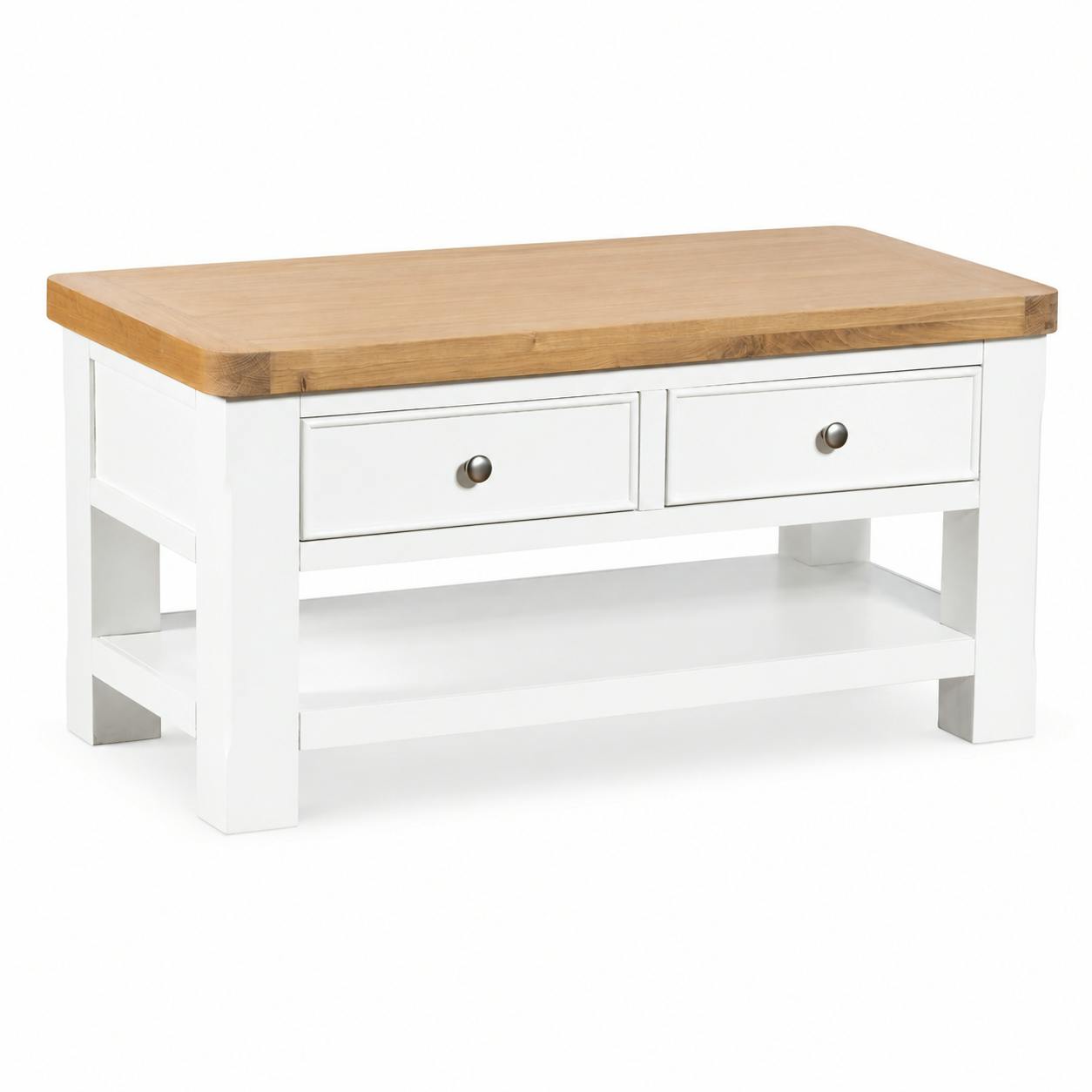 Table basse blanche 2 tiroirs VELIA