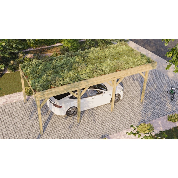 Einzelcarport, mit Dachbegrünung, (BxT): 3,28 x 6,66 m, Leimholz