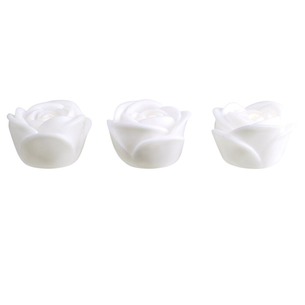 Bougie LED bouton de rose x4 blanc chaud Ø6,5xH4cm