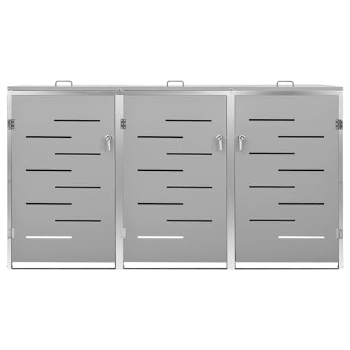 NNEVL Triple Wheelie Bin Shed 207x77.5x115 cm Stainless Steel