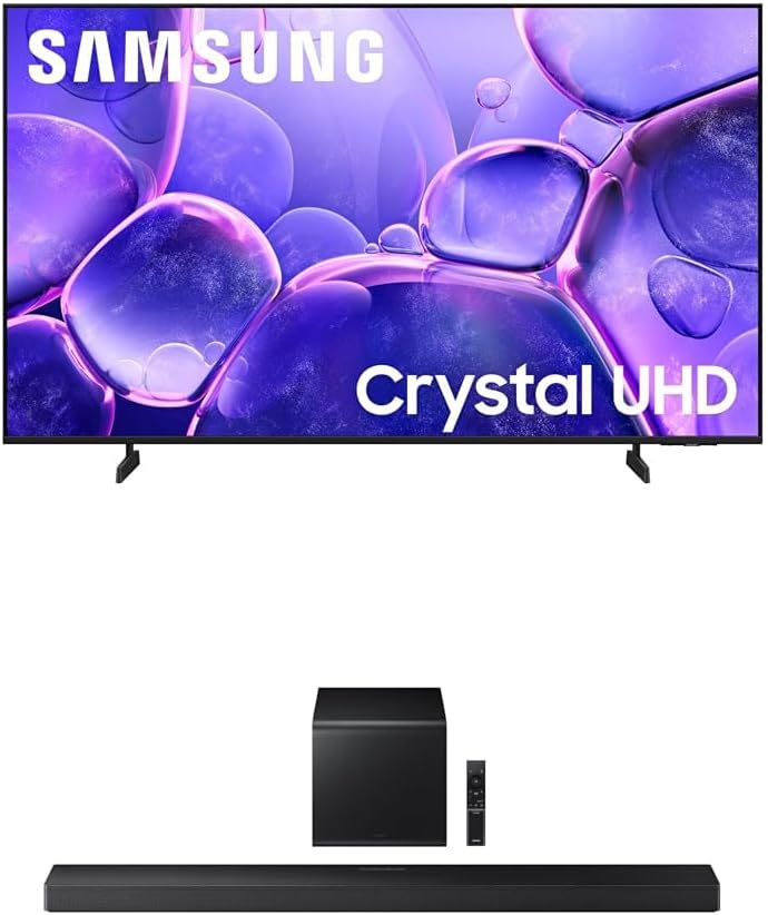 Samsung 70-Inch Class Crystal UHD U8000F 4K Smart TV (2025 Model) Endless Free Content  Crystal Processor 4K + Samsung Q-Series Soundbar HW-QS700F 3.1.2 ch Subwoofer (2025 Model)