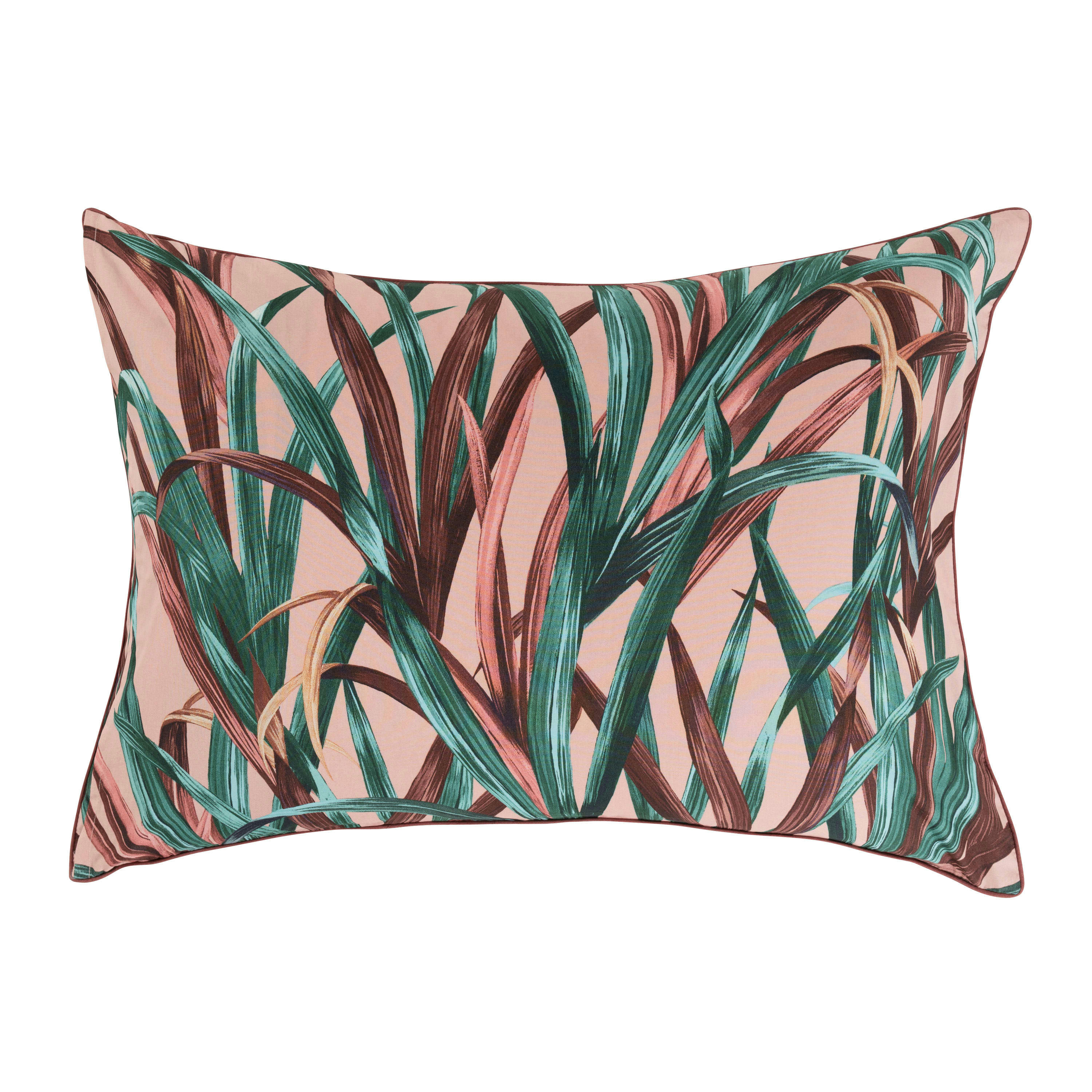 CALATHEA - Taie d'oreiller rectangulaire réversible percale de coton  vert 50x70