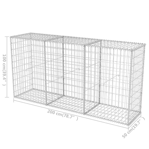 NNEVL Gabion Basket Galvanised Steel 200x50x100 cm