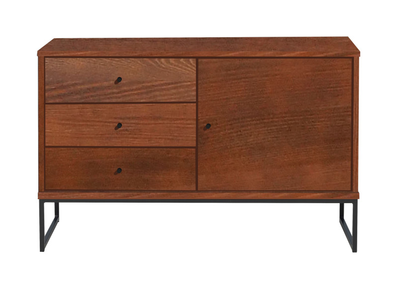 Komoda Megan loft III drewno i metal, kolor kasztan