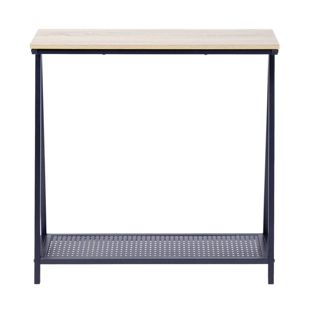 Console 2 niveaux Luffi en bois et métal ajouré noir 78x24xH78,5cm