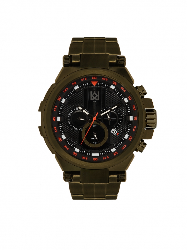 Men's solid watch in khaki colour
