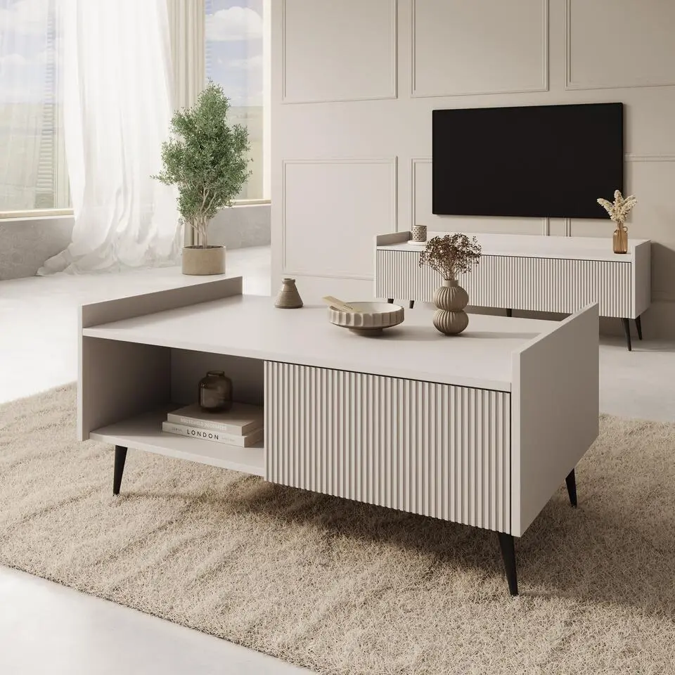 Meubella - Asty - Salontafel - Beige - 100 cm