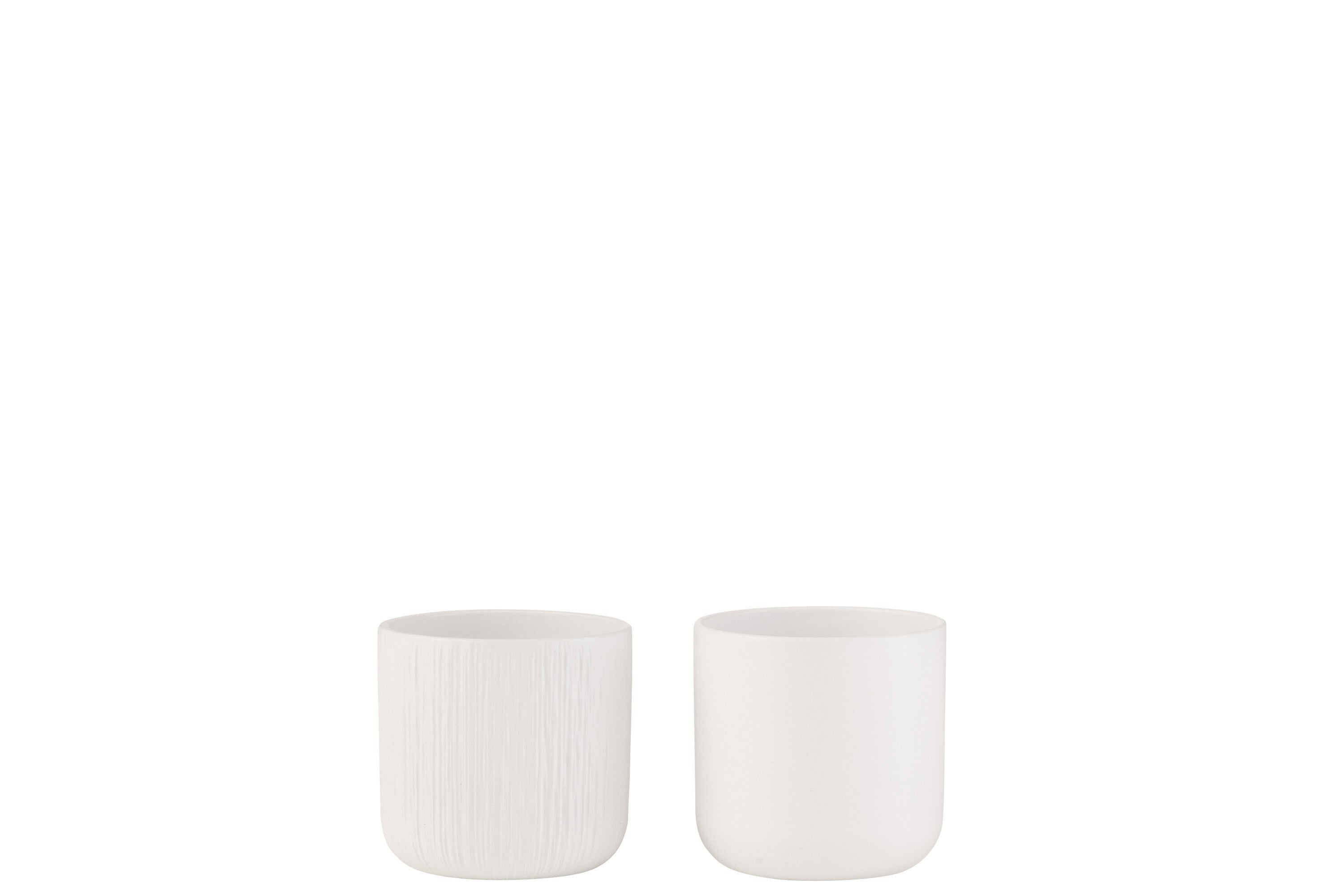 J-Line bloempot Gen - keramiek - wit - extra small - 2 stuks - Ø 11 cm