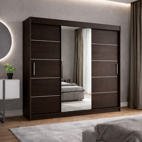 Szafa przesuwna RIO-3 180 wenge   srebrne dodatki