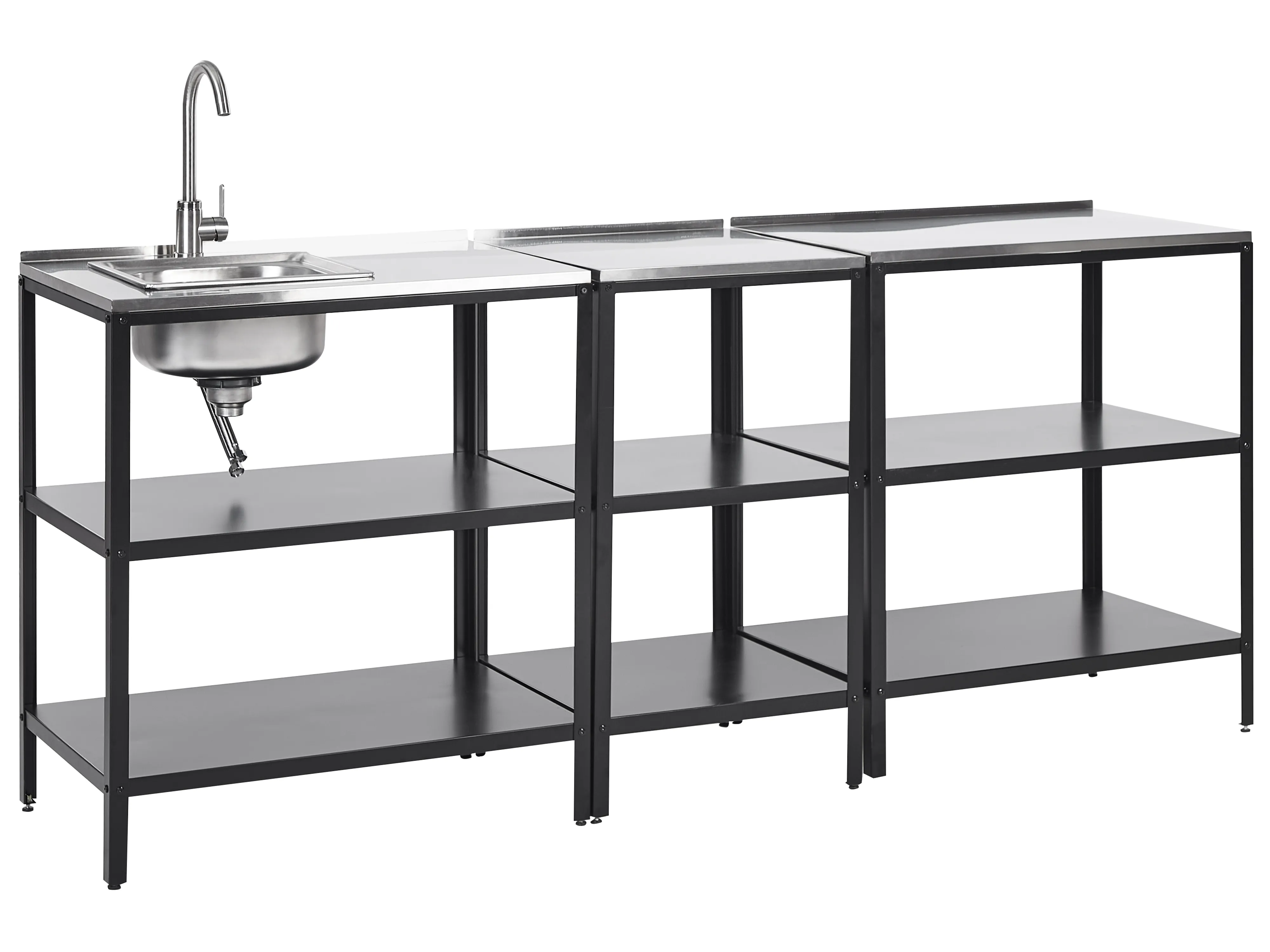 2 Piece Outdoor Kitchen Set with Sink VILAMA Metal Black