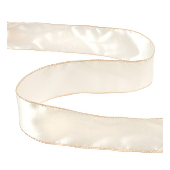 Cream Wire Edge Satin Ribbon 63mm x 3m