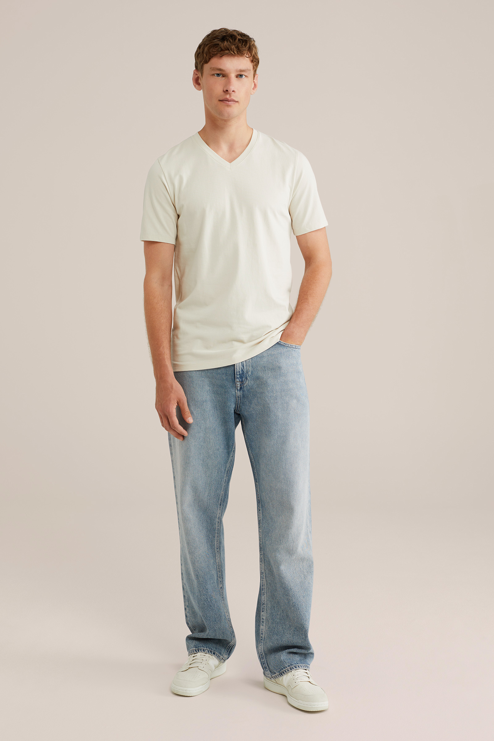 Heren Slim fit T-shirt met V-hals