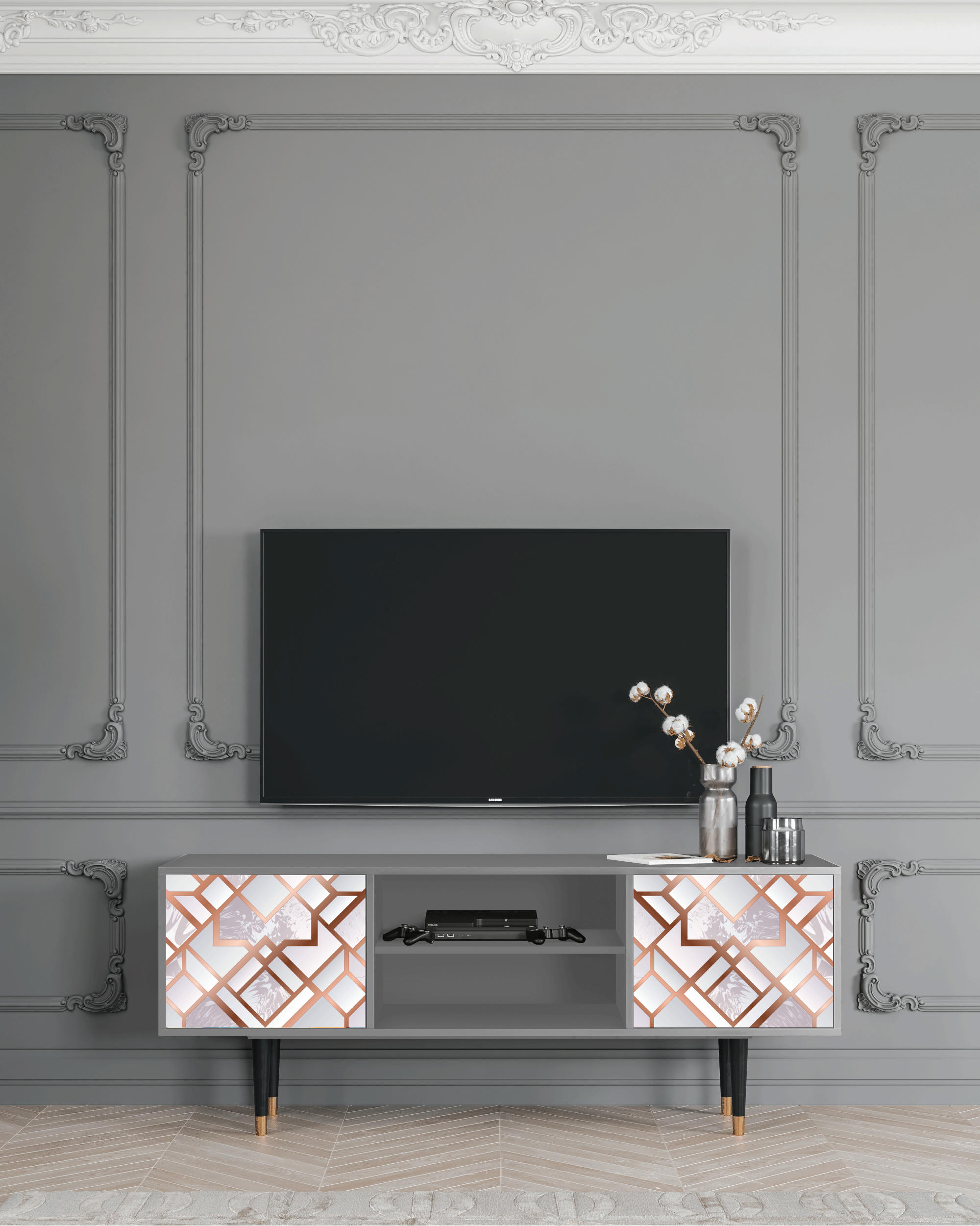 PASTEL FAIRYTALE - Meuble TV  rose clair 2 portes L 170 cm