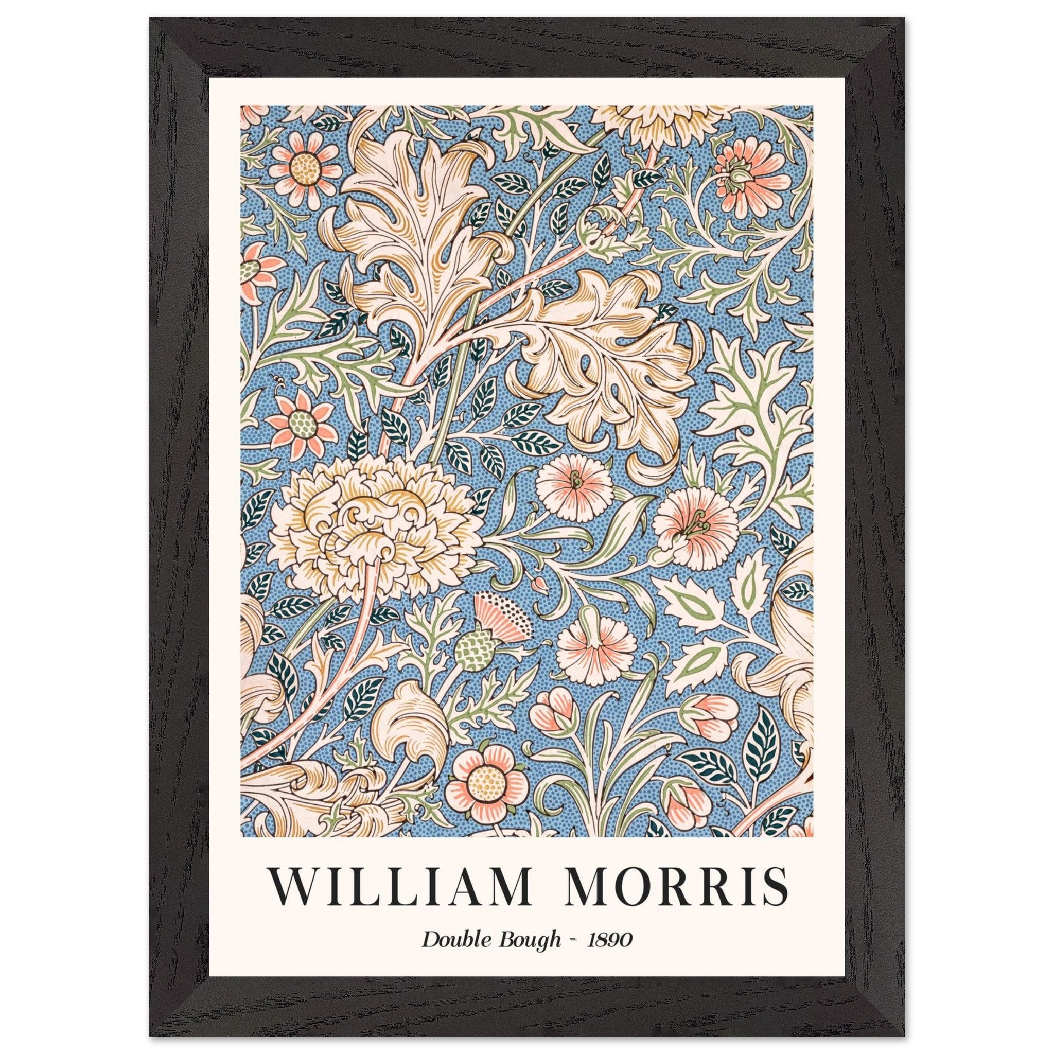 Artfulprints Poster met Lijst William Morris - Double bough 1890  - A4 21x29.7 cm - Blauw