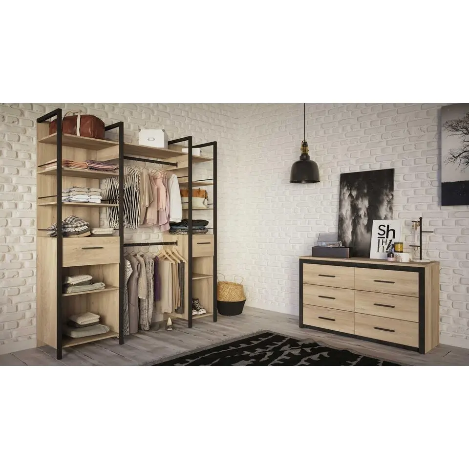 Ladekast Collins-Kronberg eik/Sidewalk zwart