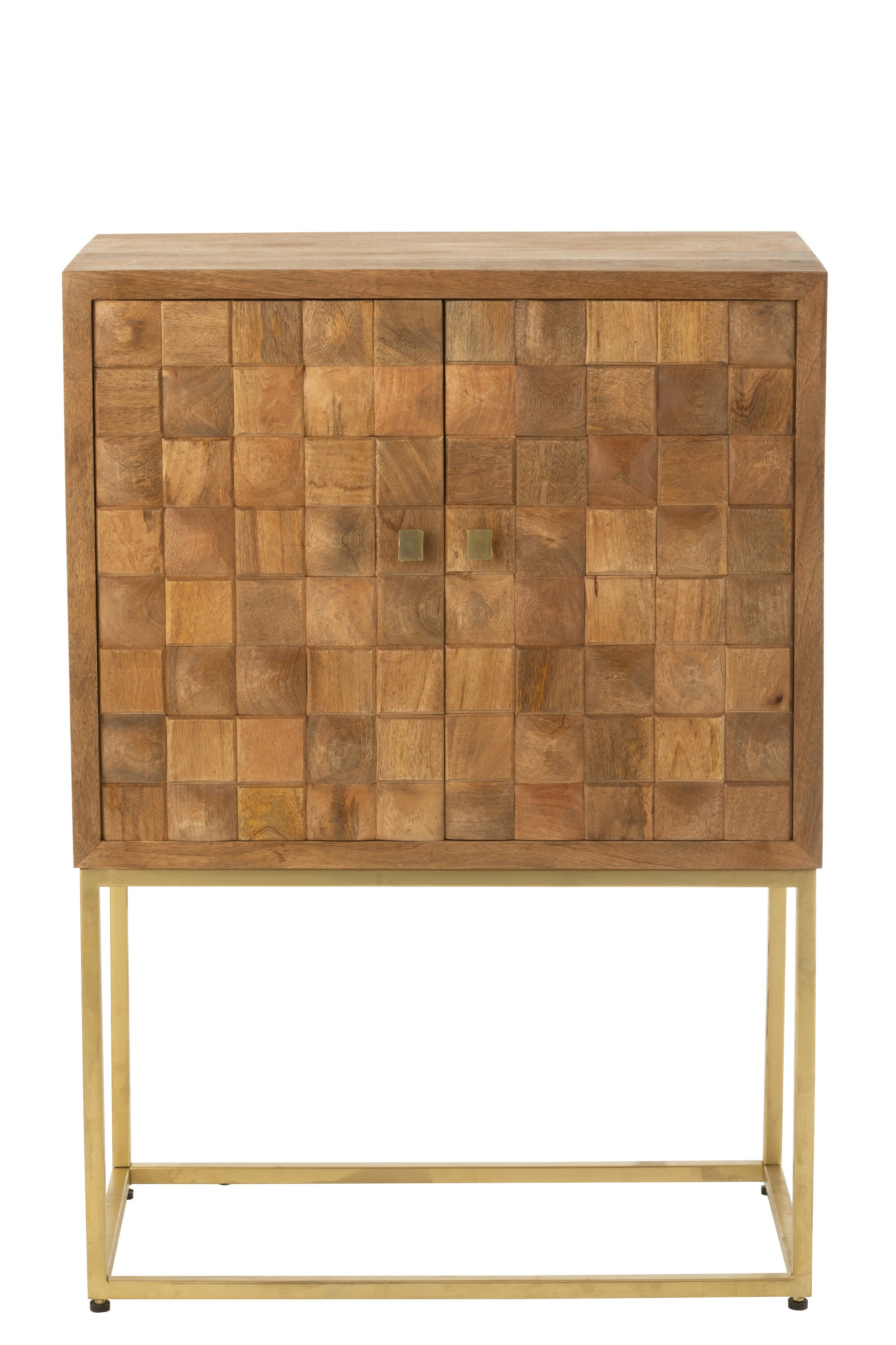 J-Line kast Nino Op Staander - metaal mangohout - naturel goud