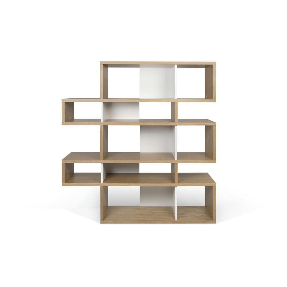 LONDON - Bibliothèque  placage chêne naturel et blanc