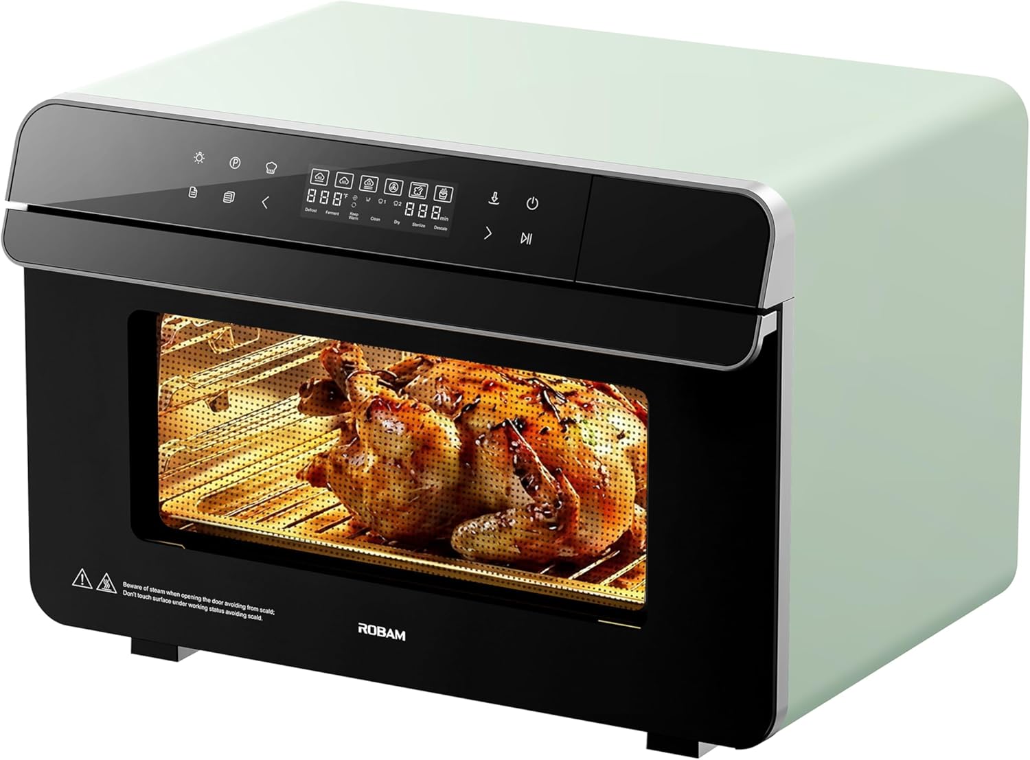 ROBAM Toaster Air Fryer Combi Oven, Countertop Steam Oven 20-in-1 with Convection Steam Roast & Bake, Multi-Stage Cooking, Self-Clean, 7 Modes, 30 Built-In Recipes, for Kitchen Pizza Baking (Green)
