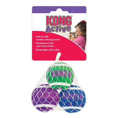 KONG Active Cat Tennis Balls with Bells