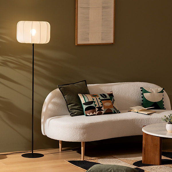 Lampadaire Tobie coton noir &blanc H150cm - Atmosphera