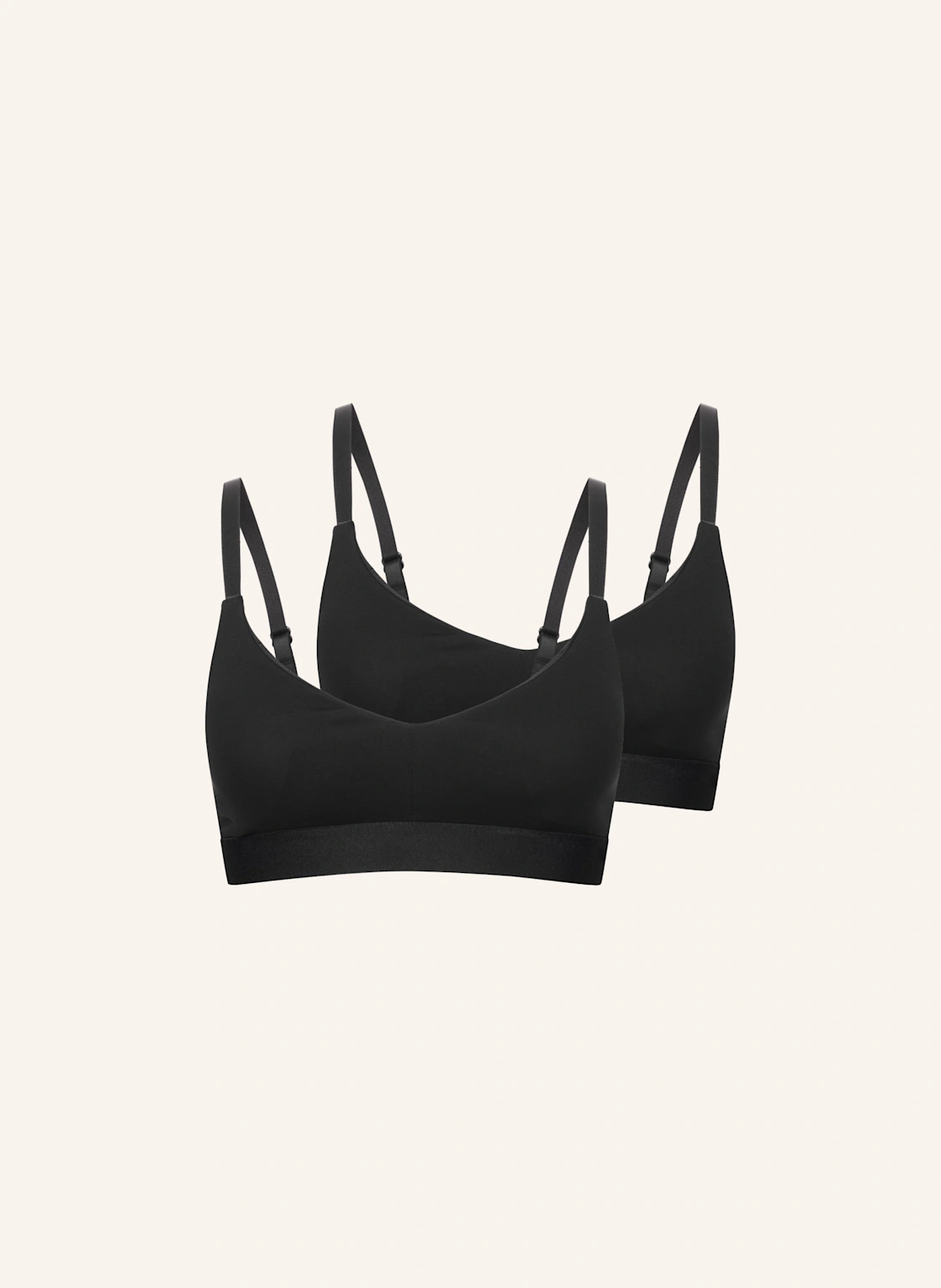 erlich textil 2er Pack Casual Cotton Bralette mit herausnehmbaren Pads bügellos mit Baumwolle (aus kontrolliert biologischem Anbau) - verstellbare Träger