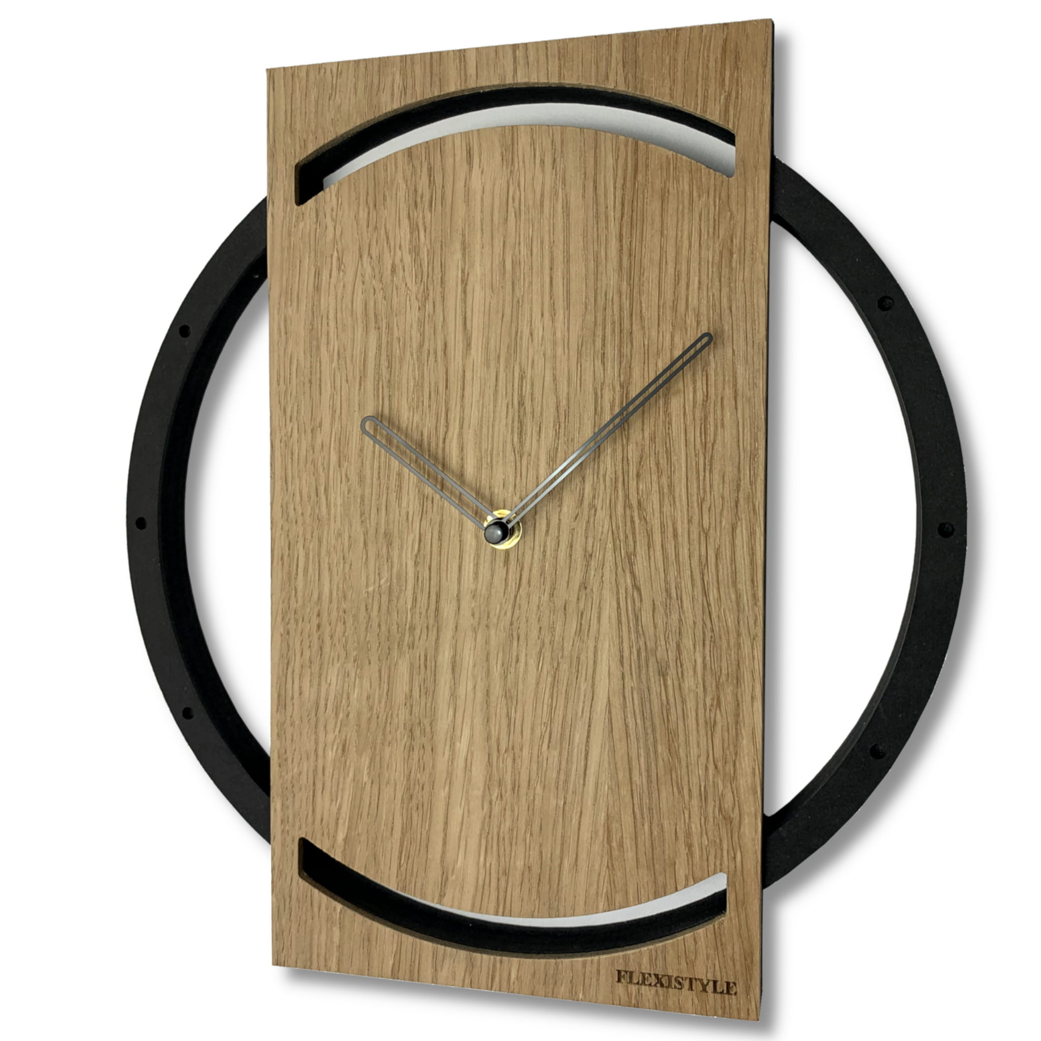 Drewniany zegar ścienny do salonu Wood Oak