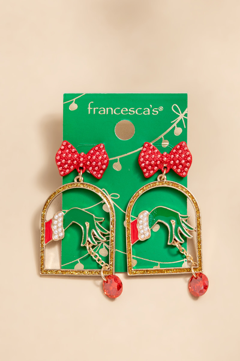 Gloria Grinch Hand Drop Earrings