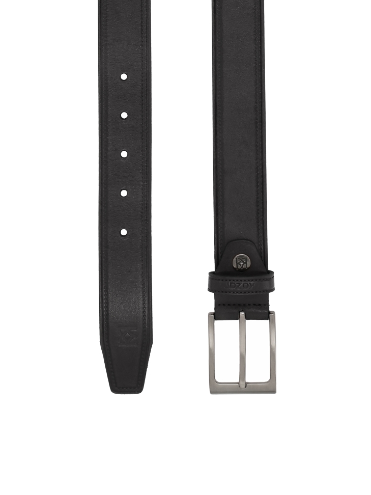 Classic black natural leather men's belt