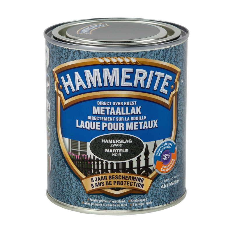 Laque antirouille pour métaux martelés noire 0,75 L HAMMERITE