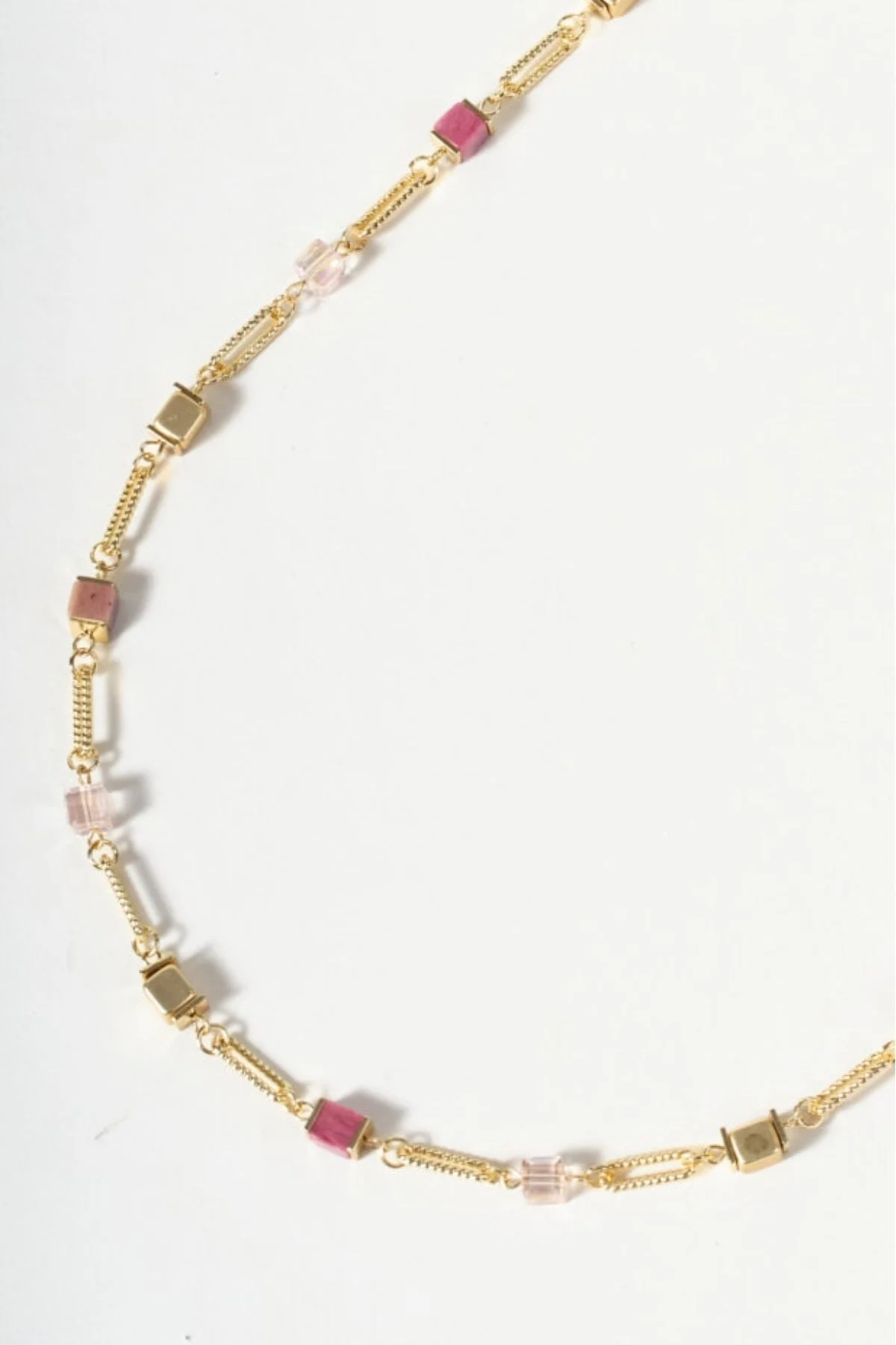 Pink Cube Beaded Necklace