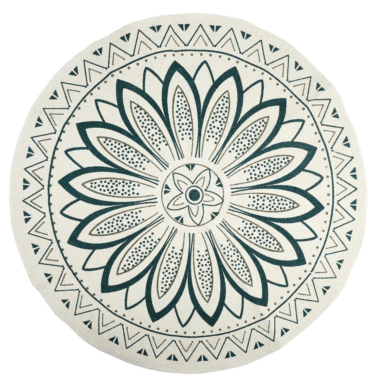 - Tapis rond imprimé mandala d. 90 cm vert