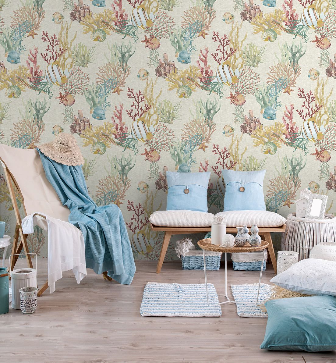 Sanders & Sanders behang onderwaterwereld beige - 53 cm x 10 m - 640009