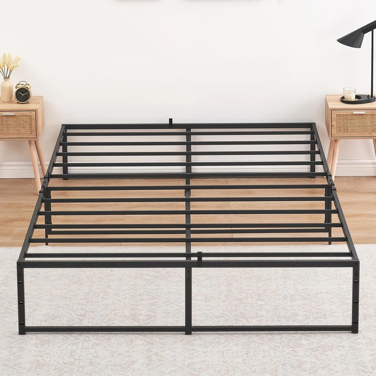 14 inch Platform Frame, with 3 in 1 Steel Support, No Box Spring Needed, Load Up to 800Lbs