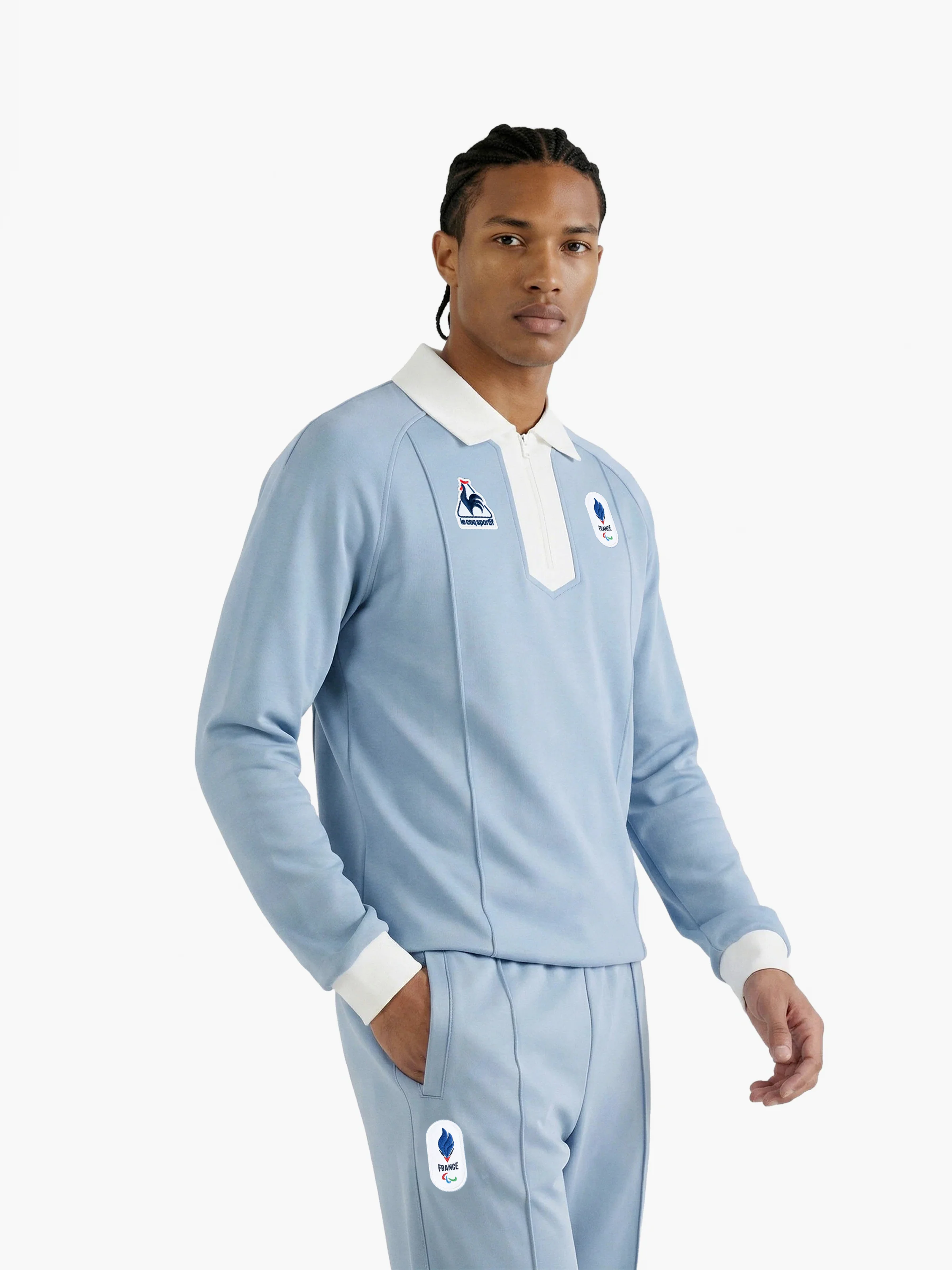 Sweat col zippé contrasté en molleton JP Milano-Cortina