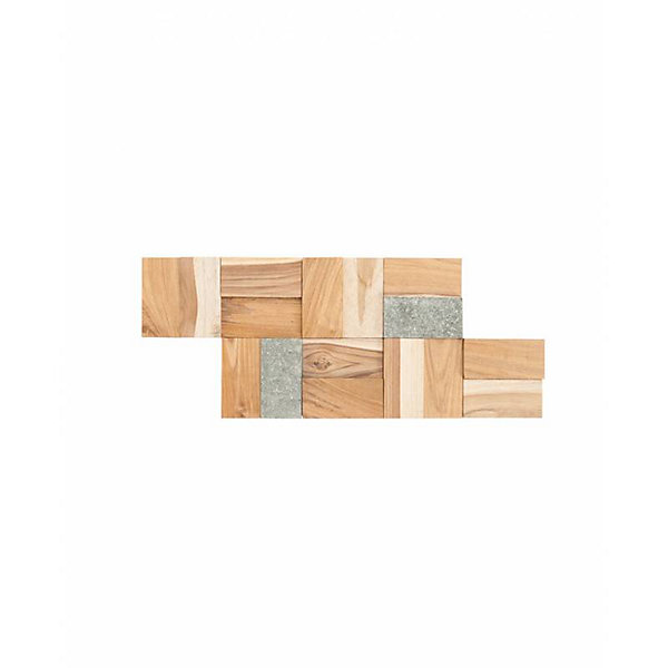Parement bois mix stone 0,96 m2 teck &pierre naturelle