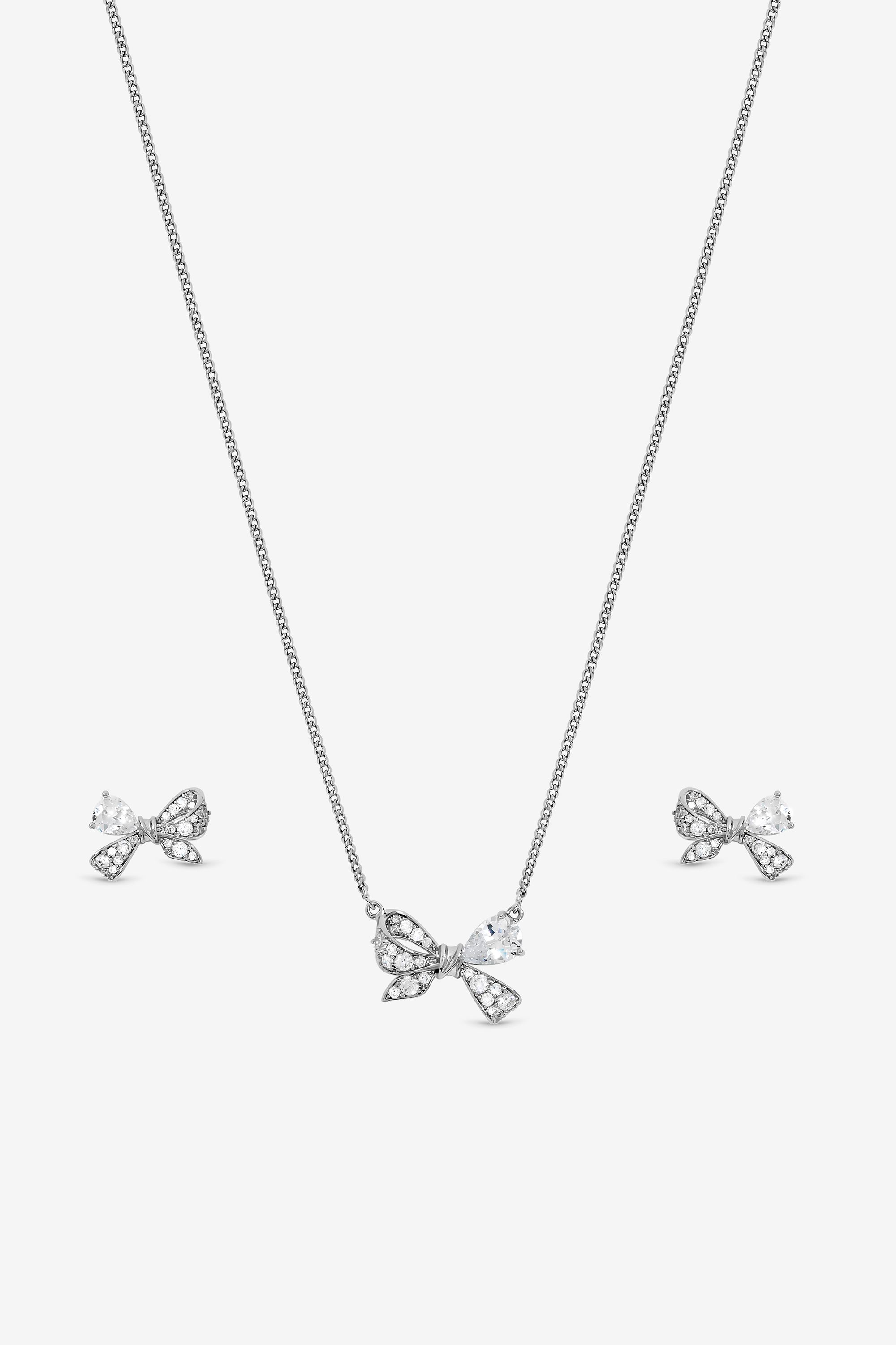 Jon Richard Rhodium Plated Bow Box Set - Gift Box