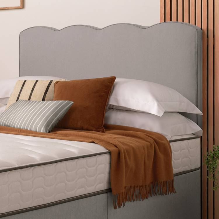Silentnight Wave Velvet Single Headboard - Light Grey