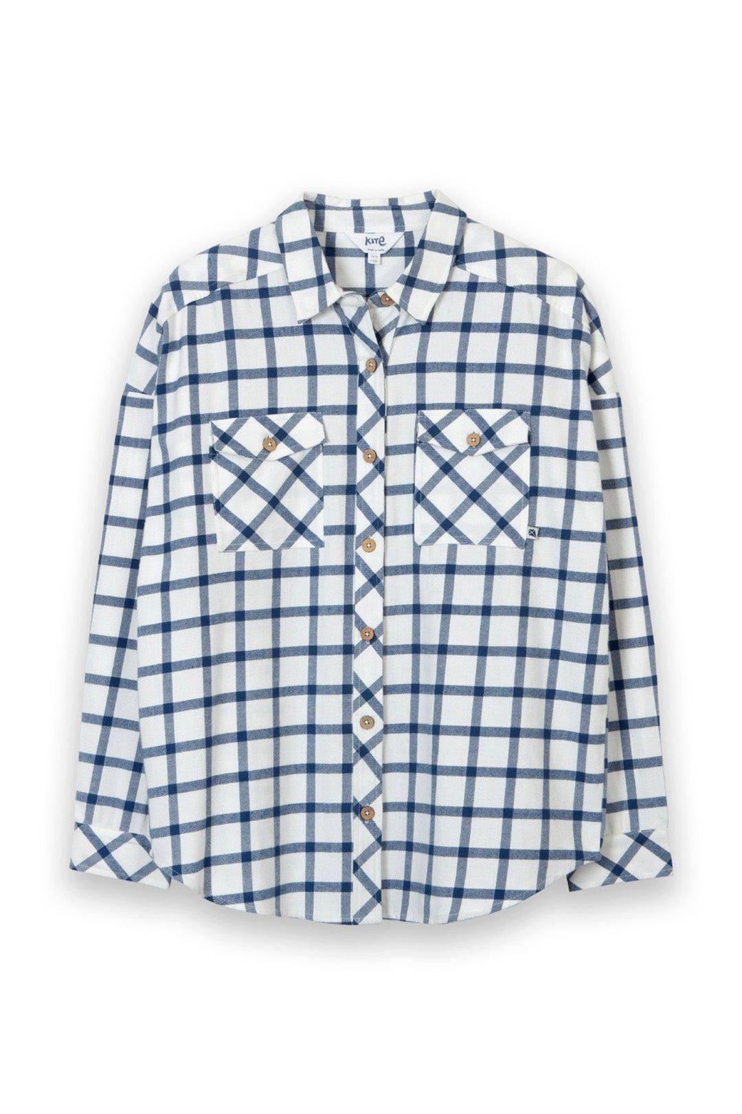 Kite Leigh Oversized Flannel Check Shirt Ecru