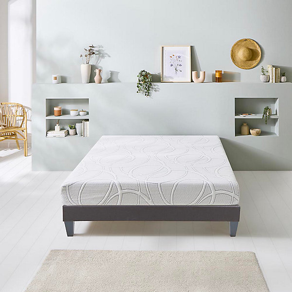 Ensemble Eupraxie 90x190 cm Matelas Mousse   Sommier Bois