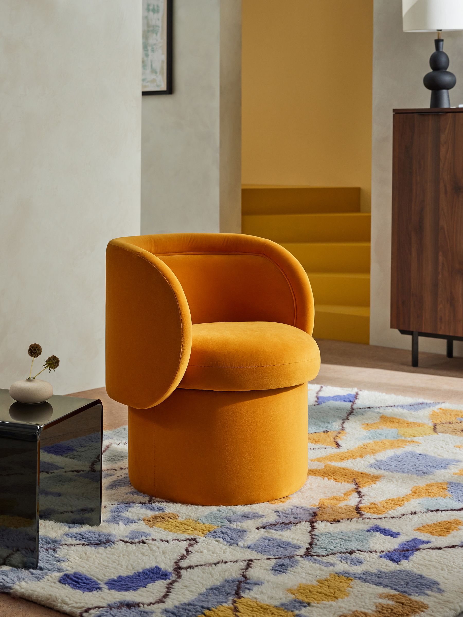 Eva Accent in Honey Yellow Velvet