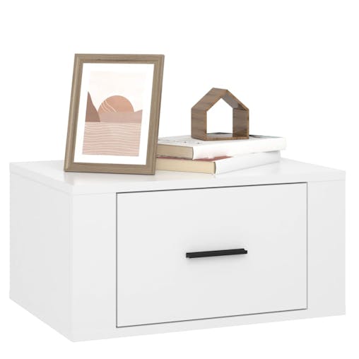 NNEVL Wall-mounted Bedside Cabinet High Gloss White 50x36x25 cm