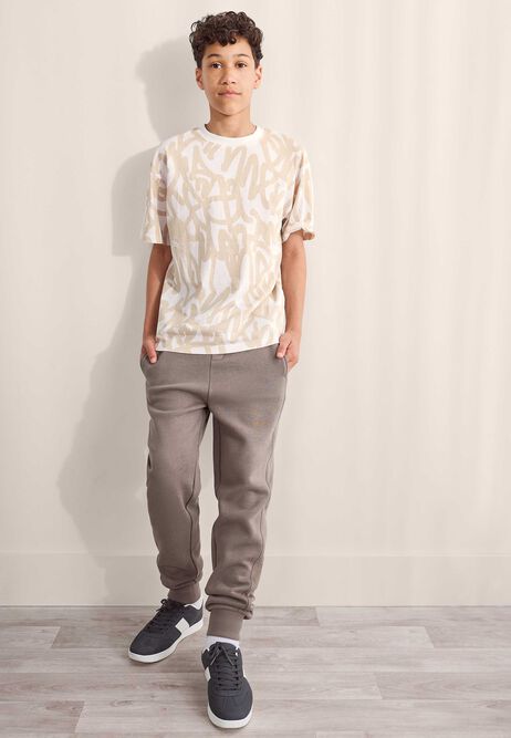 Older Boys Ecru Graffiti Print T-Shirt