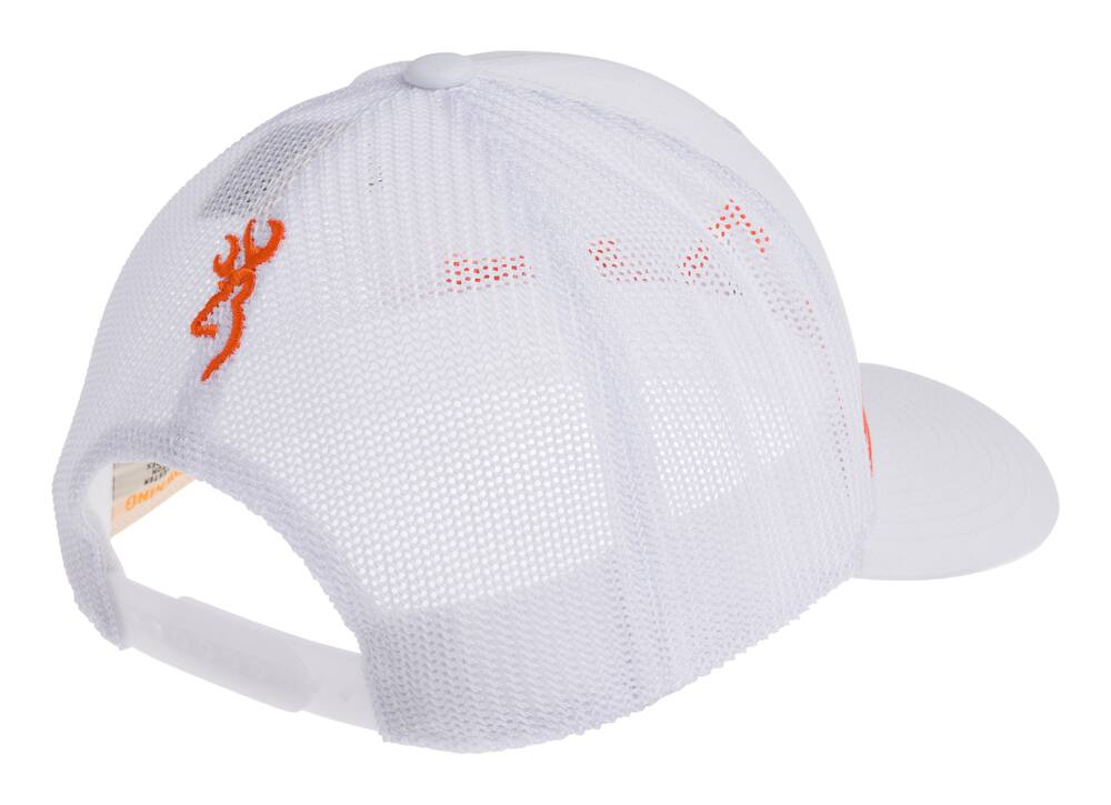 Browning Mountain Peak Hunting Mesh Back Baseball CaP with Adjustable Closure, White/Orange